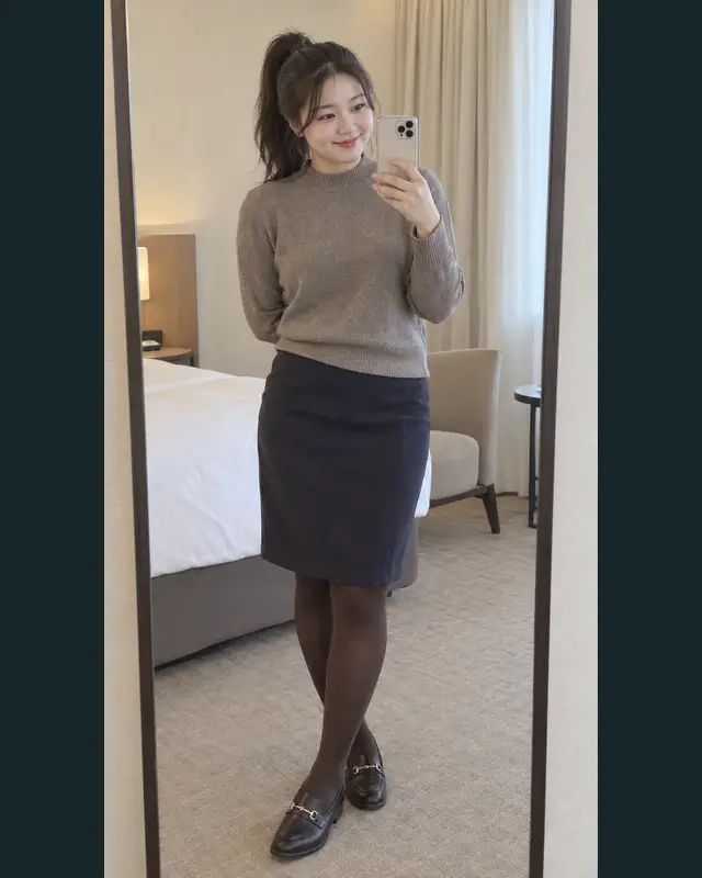 서울 중구 안내 카드의 성인 모델 거울 셀카