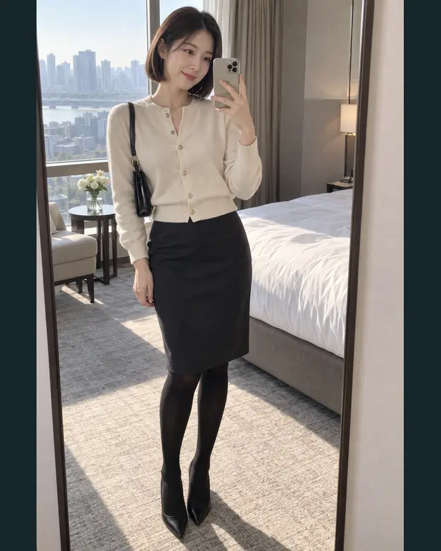 서울 서초구 안내 카드의 성인 모델 거울 셀카