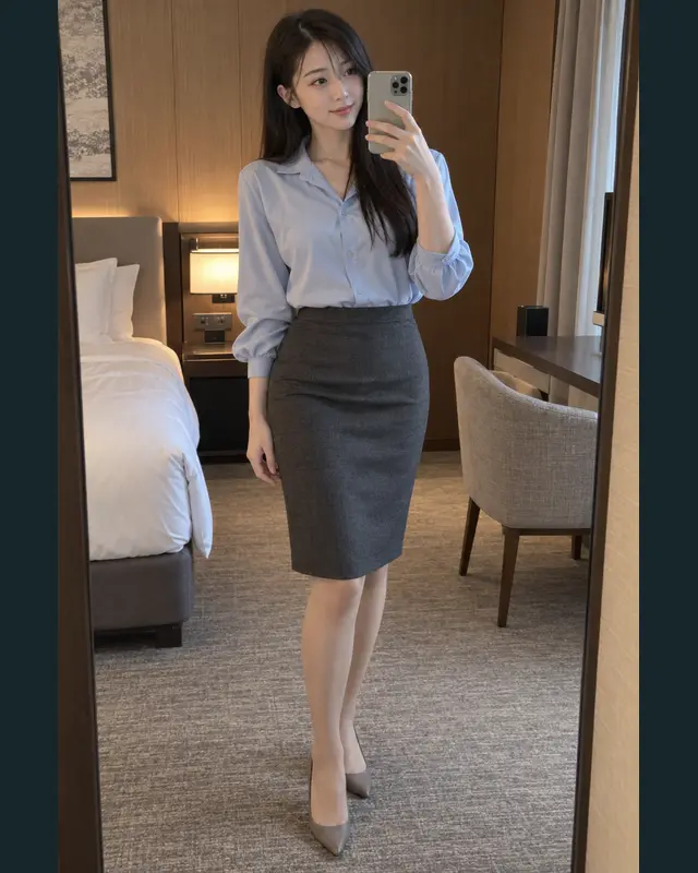 서울 성동구 안내 카드의 성인 모델 거울 셀카