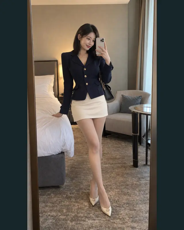 서울 송파구 안내 카드의 성인 모델 거울 셀카