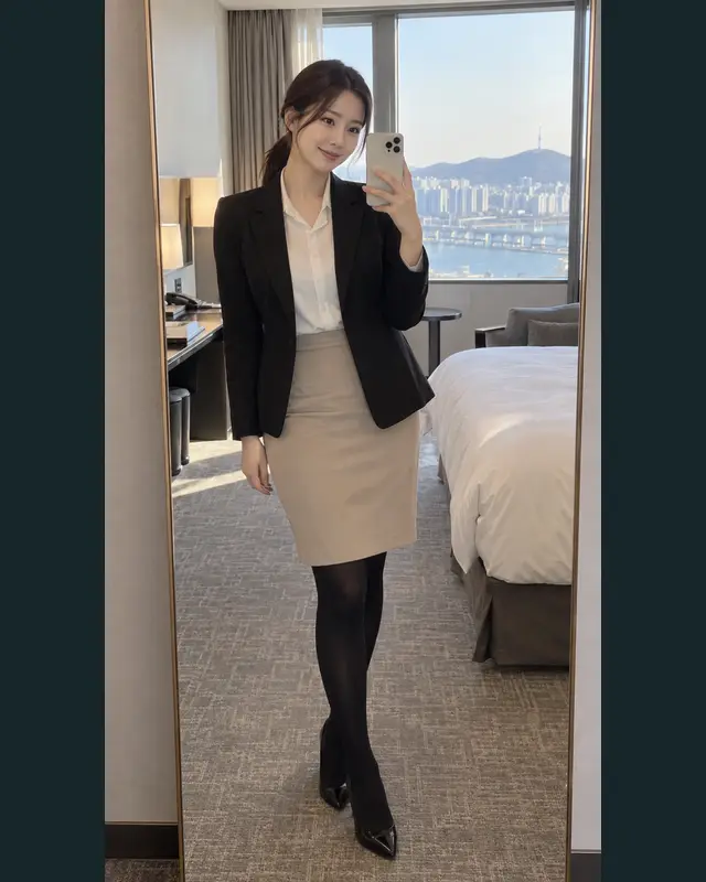 서울 양천구 안내 카드의 성인 모델 거울 셀카