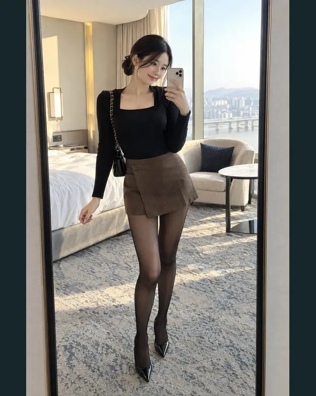 서울 영등포구 안내 카드의 성인 모델 거울 셀카